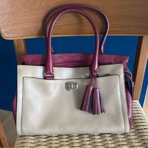 Coach Legacy Collection Burgundy and Cream Leather Bag